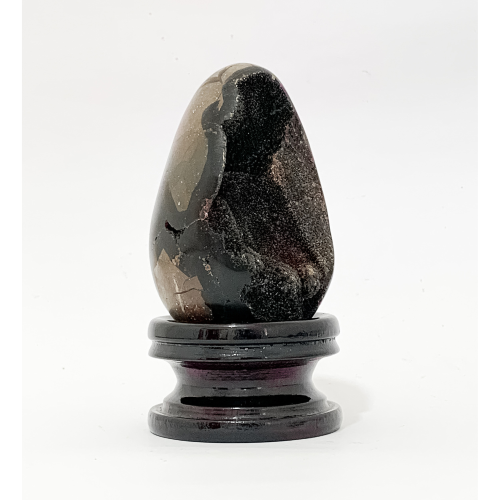 Ovo De Dragão Septariana (Septaria) Na Base De Madeira (Coleção) - (Rara)