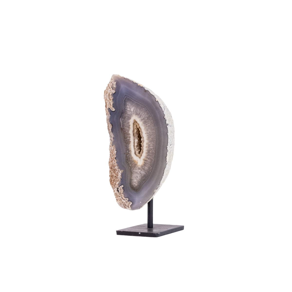 Ágata Natural Semi Polida na Base Metal Preto 930 gramas