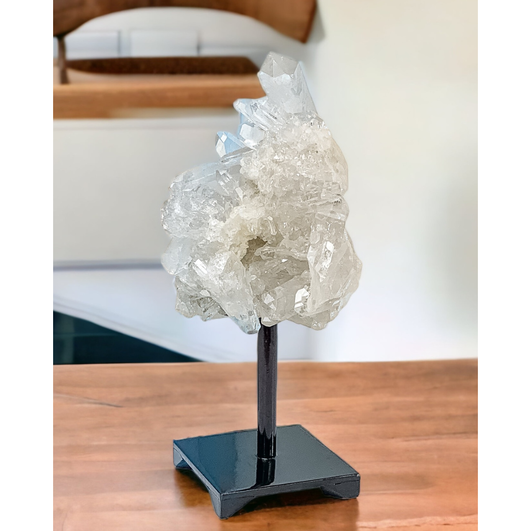 Drusa Cristal de Alta Pureza Base Metal Preta 1,144kg