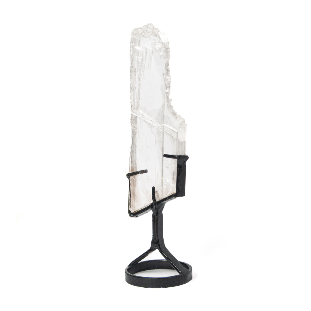 Pedra Gipsita Mineral na Base de Metal Preto - Coleção