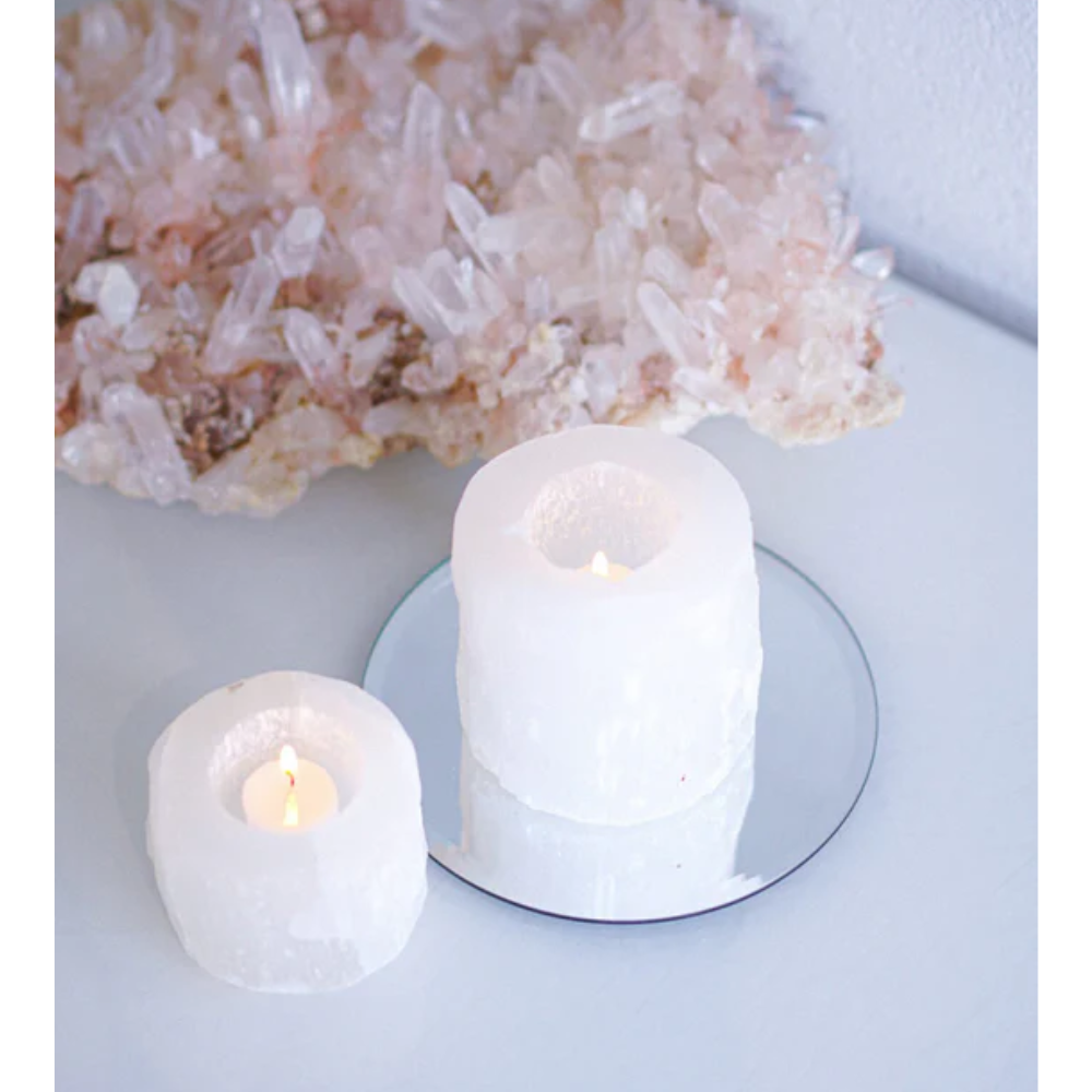 Porta Velas Selenita Branca