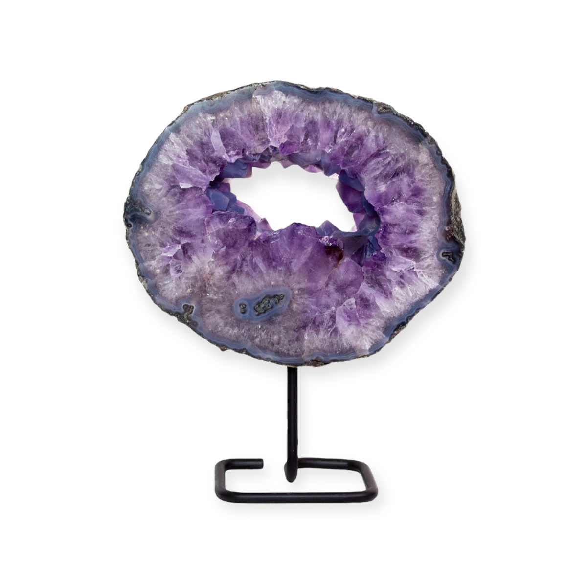 Argola Drusa de Ametista Base Metal Preto 3,920 kg