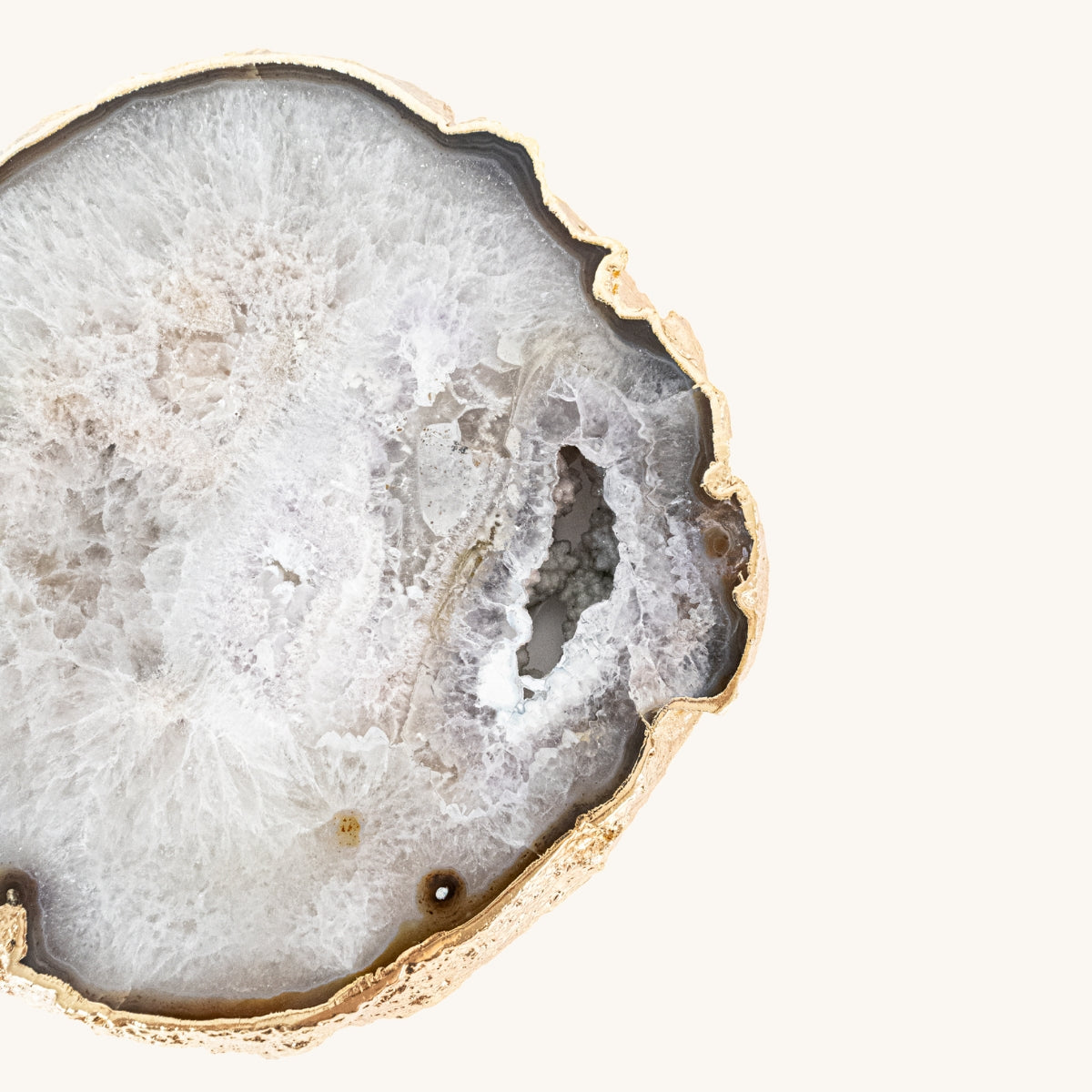 Bandeja Ágata Natural Banho Ouro com Pé