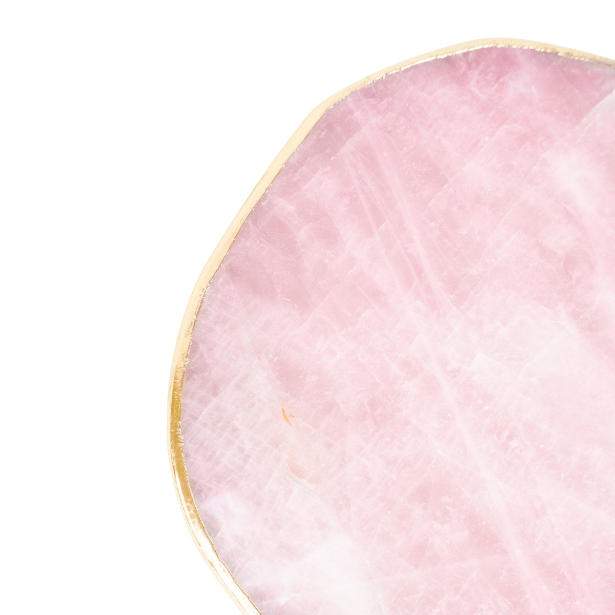 Bandeja Quartzo Rosa Extra Polido Borda Banho Ouro 24k - 1,845 kg