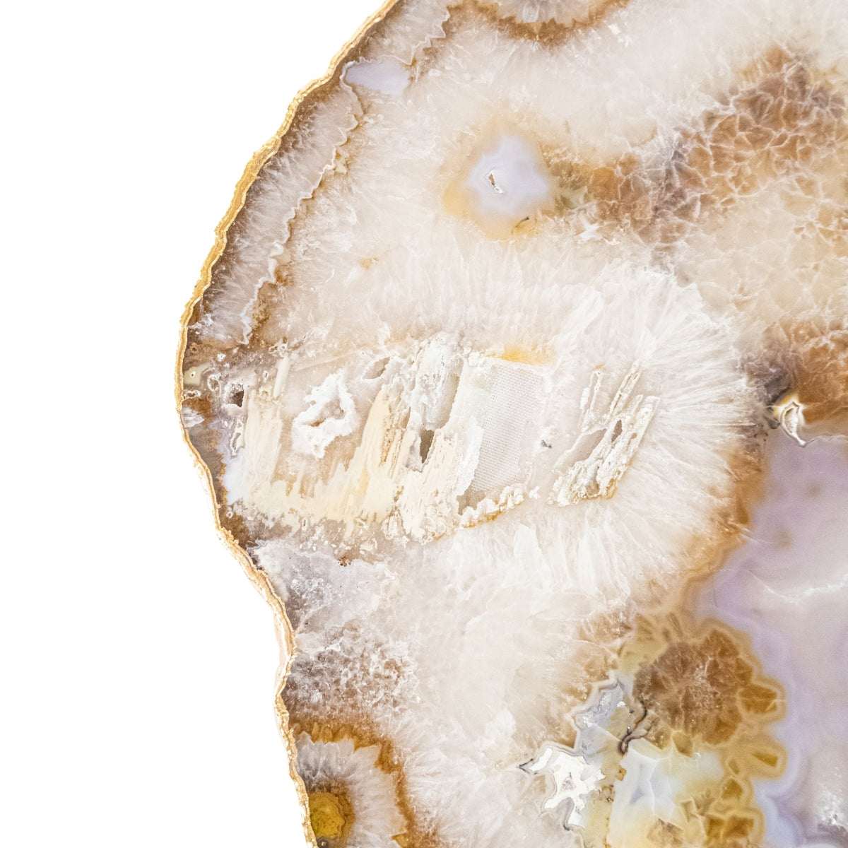 Bandeja Ágata Grande Natural Tons Dourado Borda Banho Ouro 24k - 2,295kg