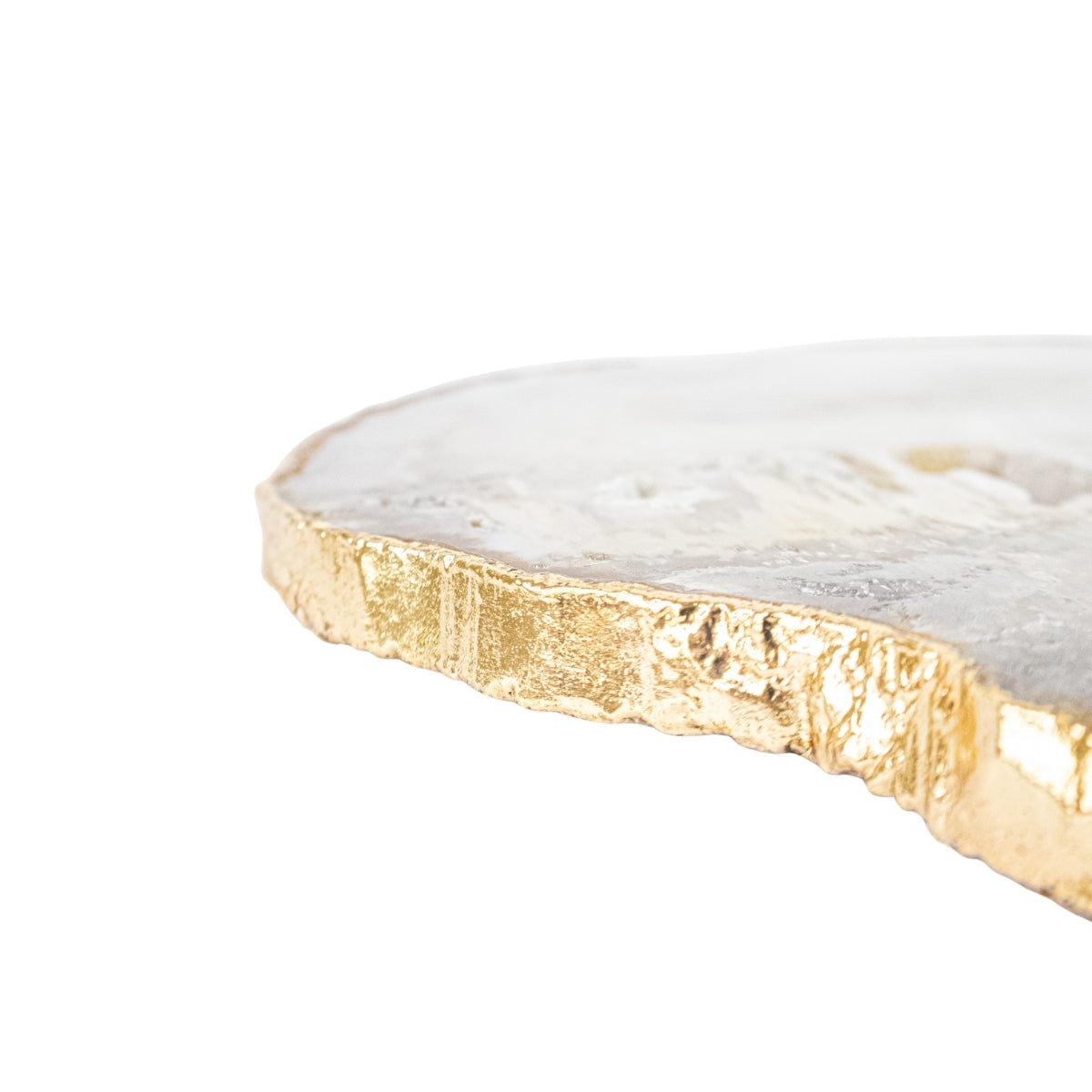 Bandeja Ágata Grande Natural Tons Dourado Borda Banho Ouro 24k - 2,295kg