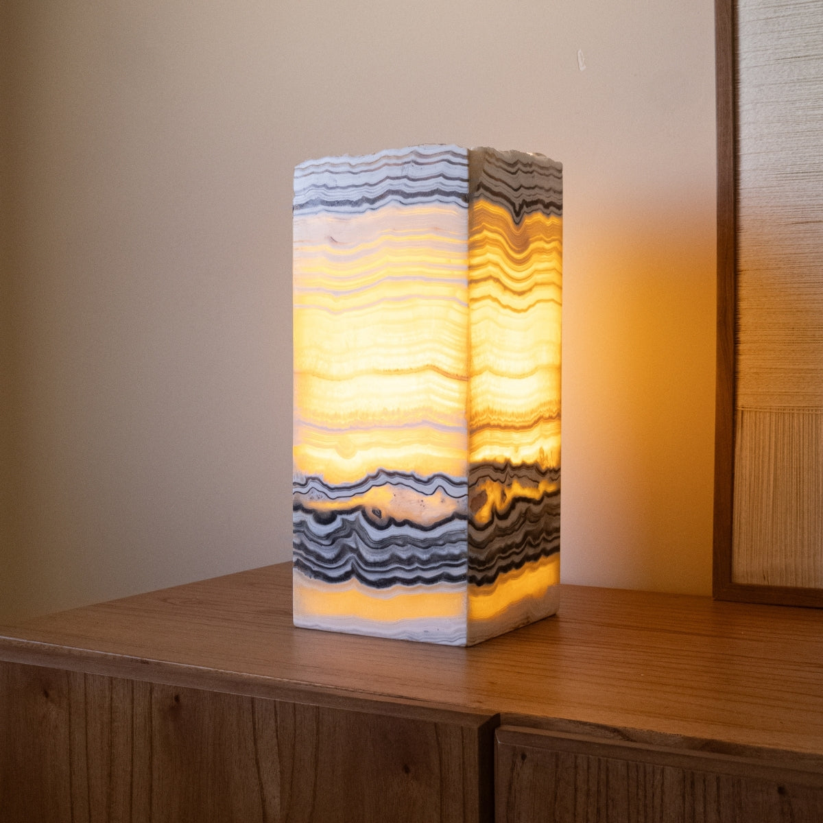Luminária Ônix Zebra Multicolorido Polido Retangular
