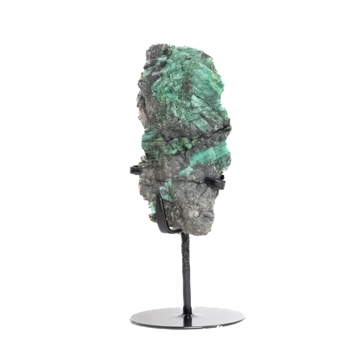 Pedra Esmeralda Bruta na Base Metal Preto 588 gramas