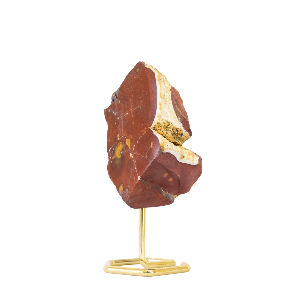 Pedra Jaspe Sangue de Dragão Face Polida na Base Metal Banho Ouro 672 gramas