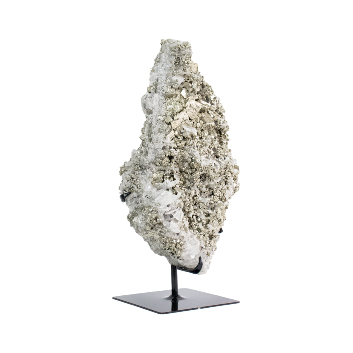 Pedra Pirita Cúbica com inclusão de Cristal de Quartzo e Calcita na Matriz de Navajun Espanha 12,945 kg (coleção) - Rara