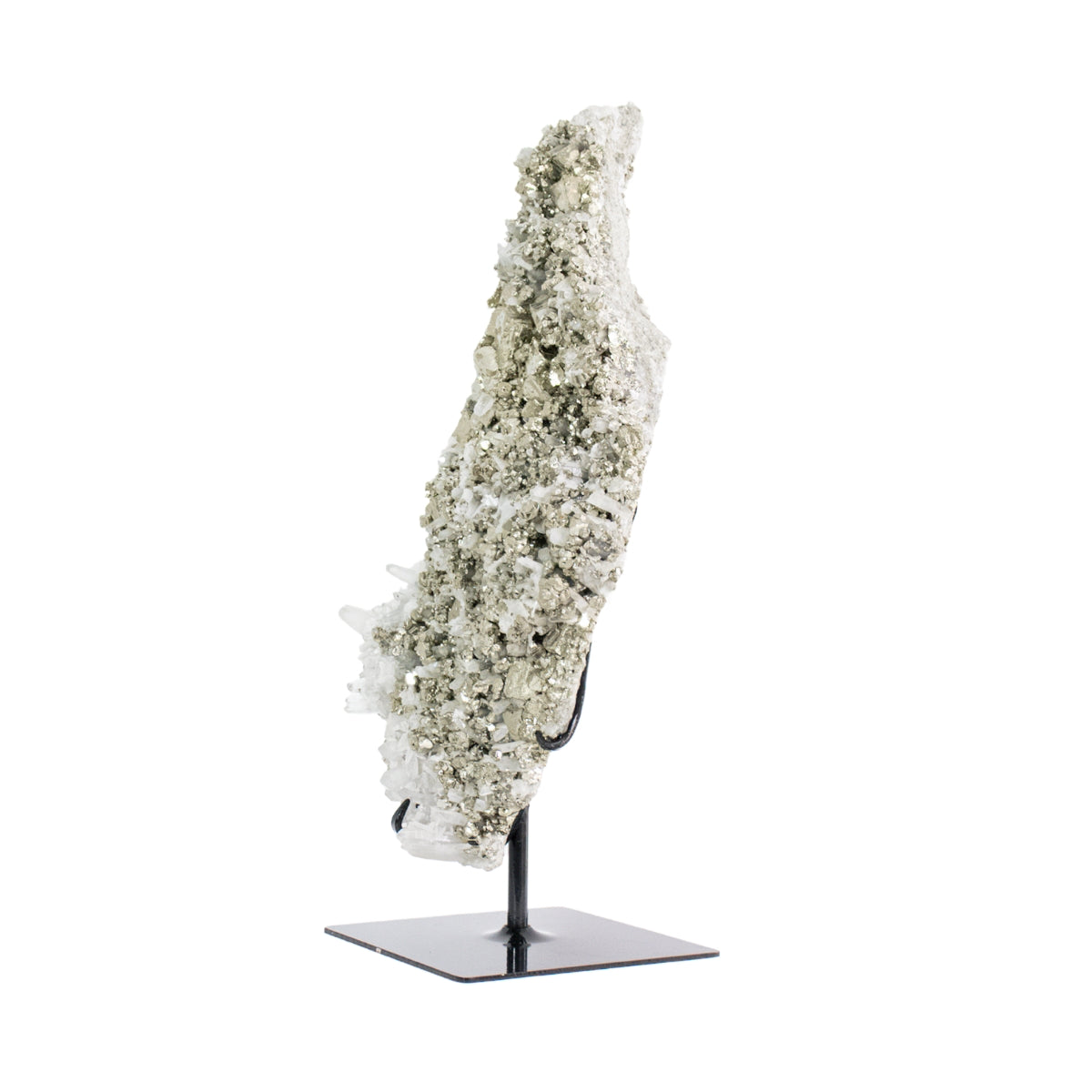 Pedra Pirita Cúbica com inclusão de Cristal de Quartzo e Calcita na Matriz de Navajun Espanha 12,945 kg (coleção) - Rara