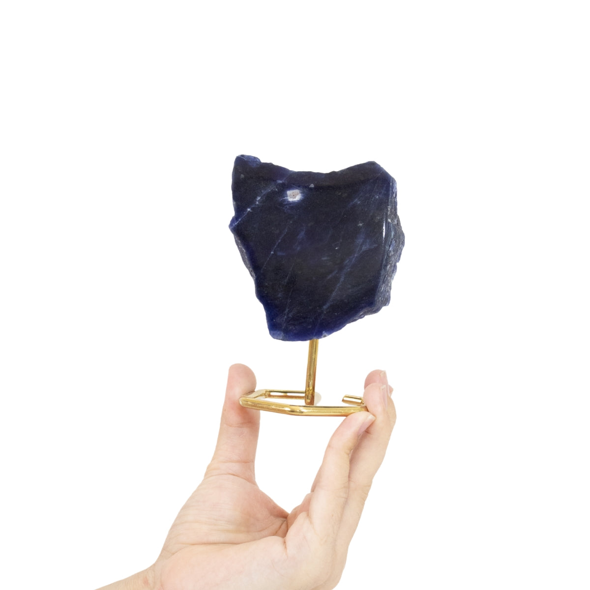 Pedra Sodalita Bruta na Base Metal Banho Ouro 539 gramas