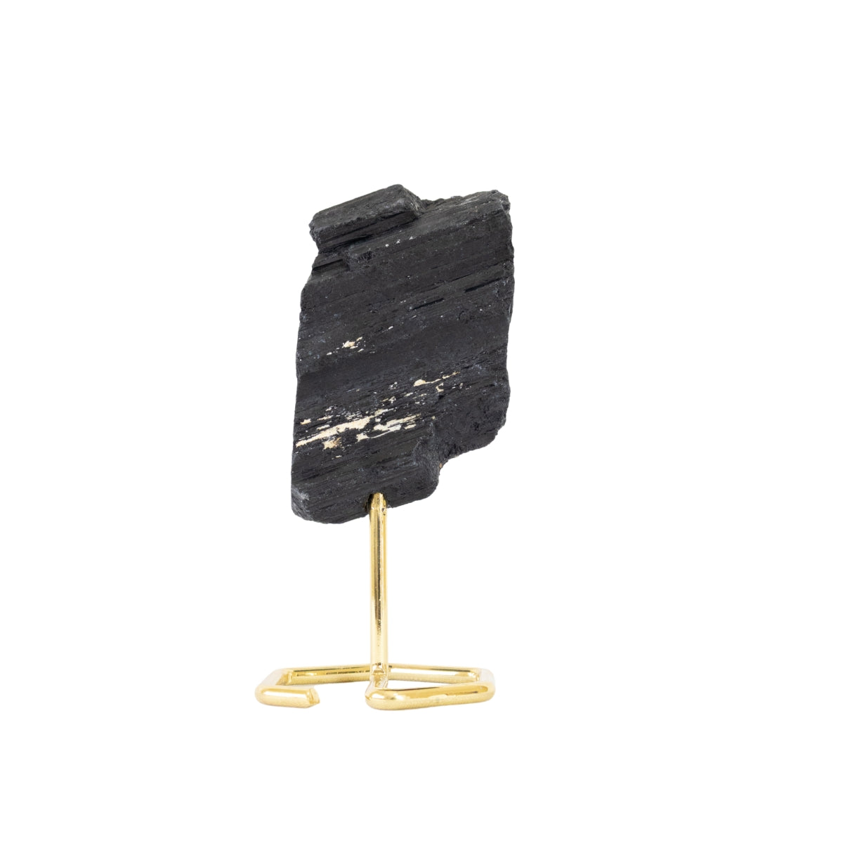 Pedra Turmalina Negra Bruta na Base Metal Banho Ouro 480 gramas