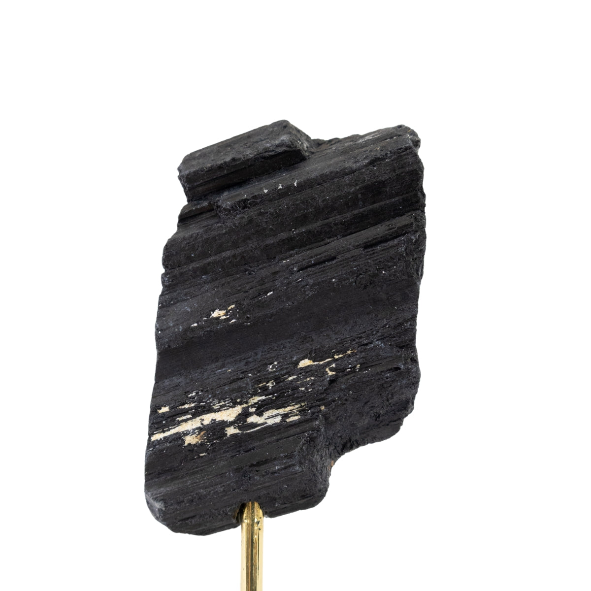 Pedra Turmalina Negra Bruta na Base Metal Banho Ouro 480 gramas