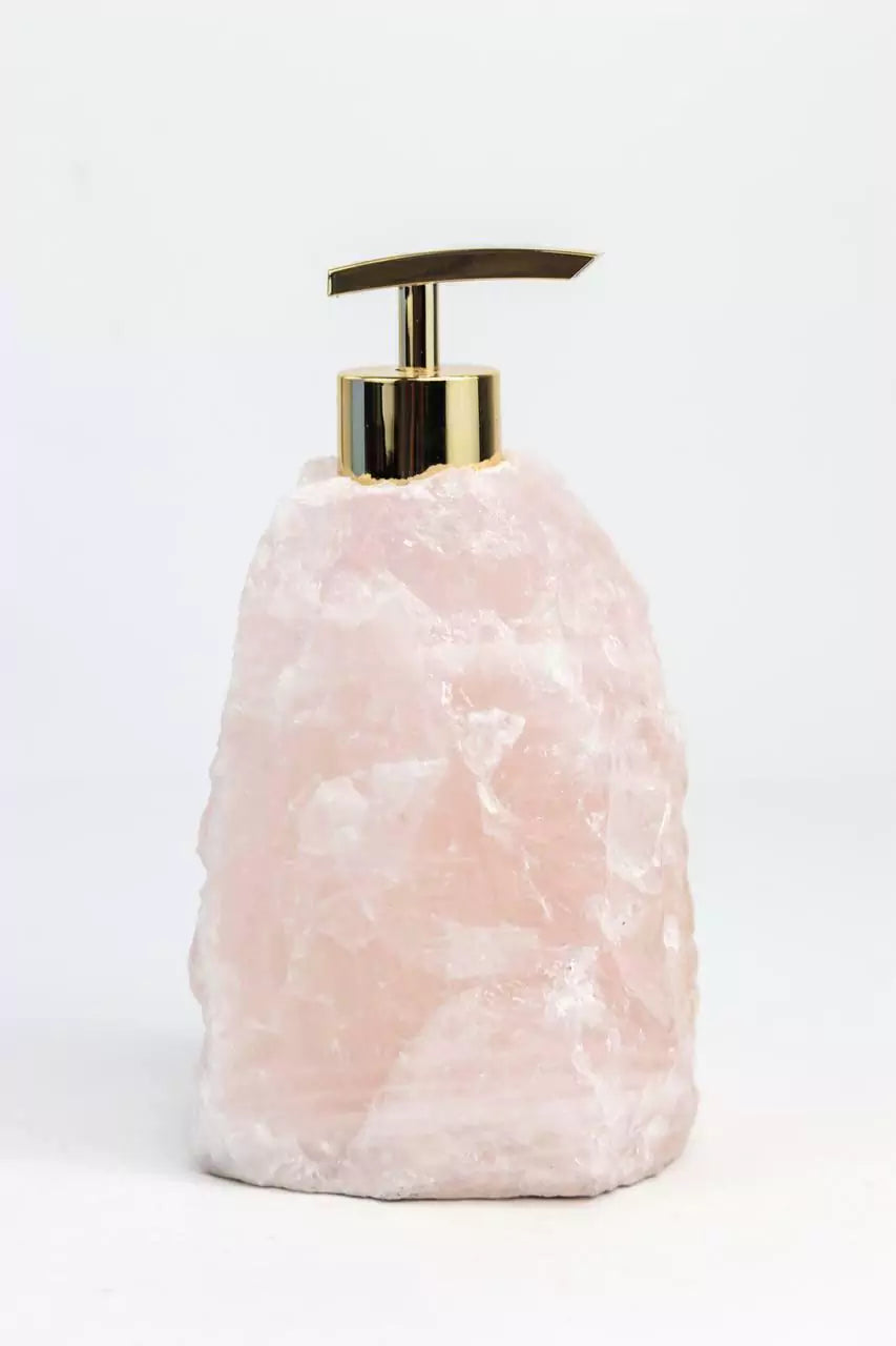 Saboneteira Quartzo Rosa Banho Ouro