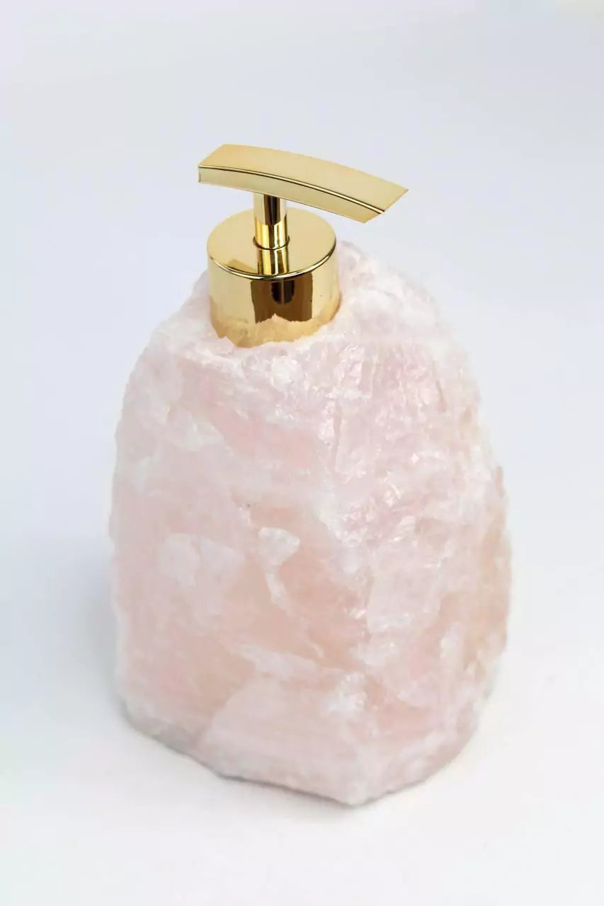 Saboneteira Quartzo Rosa Banho Ouro