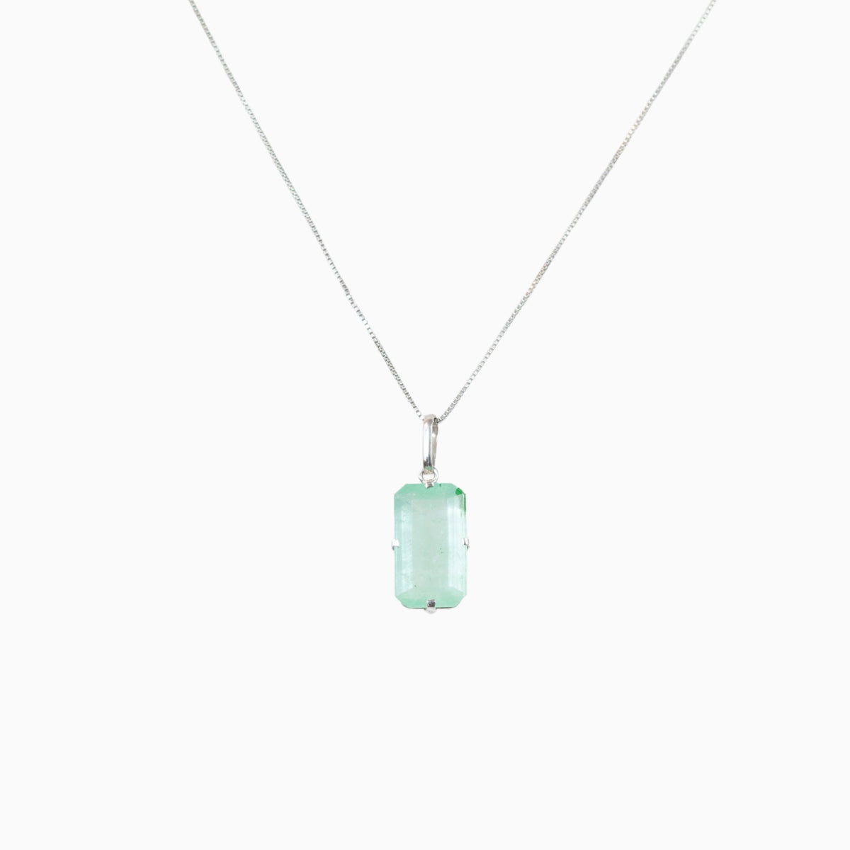 Pingente Pedra Esmeralda Colombiana Natural Prata 950