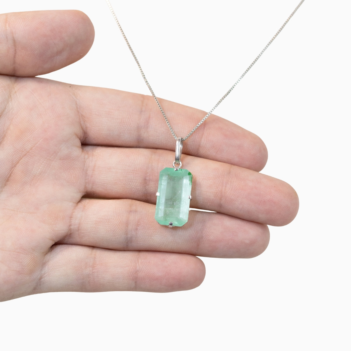 Pingente Pedra Esmeralda Colombiana Natural Prata 950