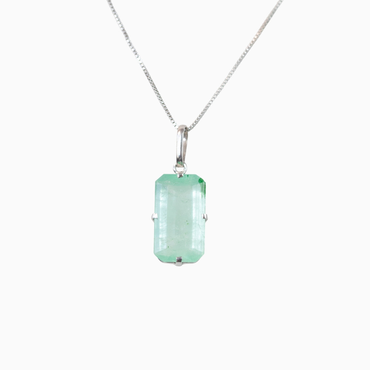 Pingente Pedra Esmeralda Colombiana Natural Prata 950