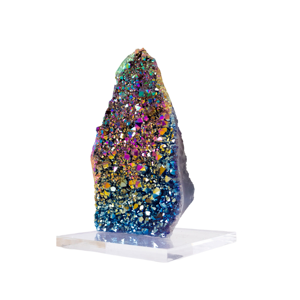 Drusa Quartzo Titânio Rainbow na Base Acrílica 695 gramas