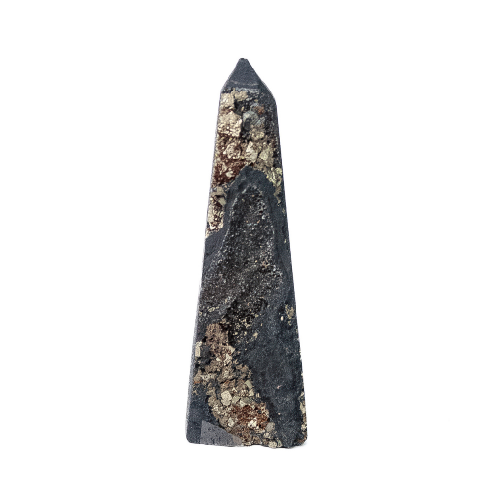 Obelisco Pedra Shungita - Shungite com Inclusão de Pirita 70 a 80 gramas