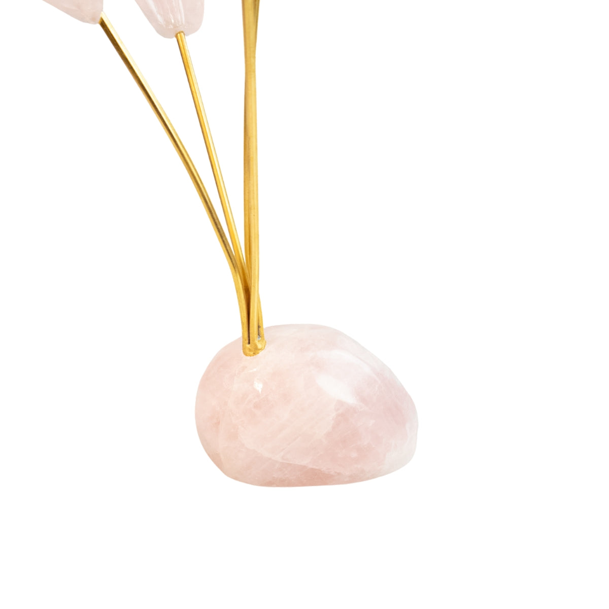 Escultura Beija-flor em Quartzo Rosa Flor Lisiantos em Quartzo Rosa Base em Quartzo Rosa