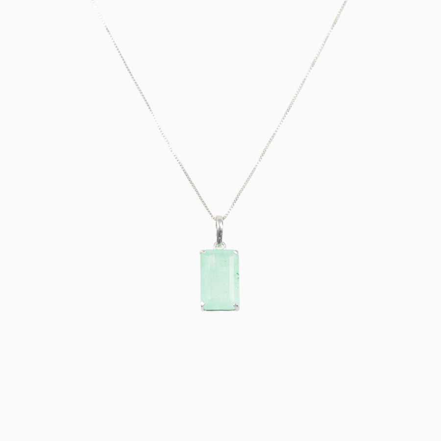 Pingente Pedra Esmeralda Colombiana Natural Prata 950