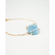 Pulseira Água Marinha Bruta com Garra Banhado Ouro