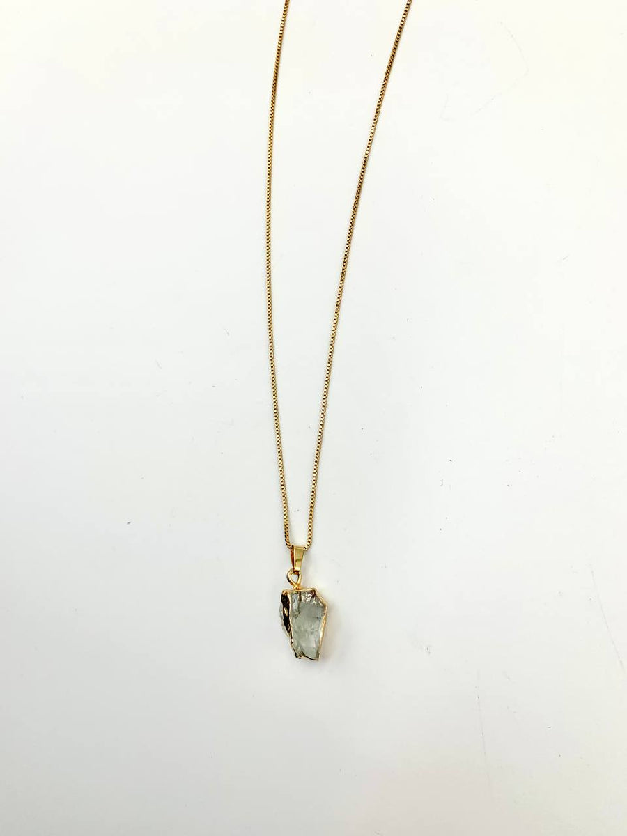 Colar Longo Prasiolita Banho Ouro 18k