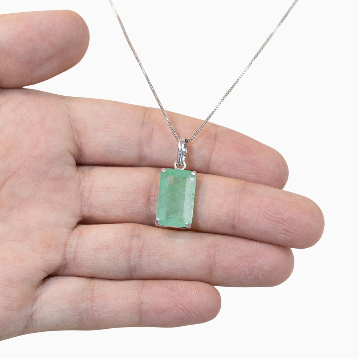 Pingente Pedra Esmeralda Colombiana Natural Prata 950