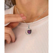 Colar Purpurita Bruta Banho Prata