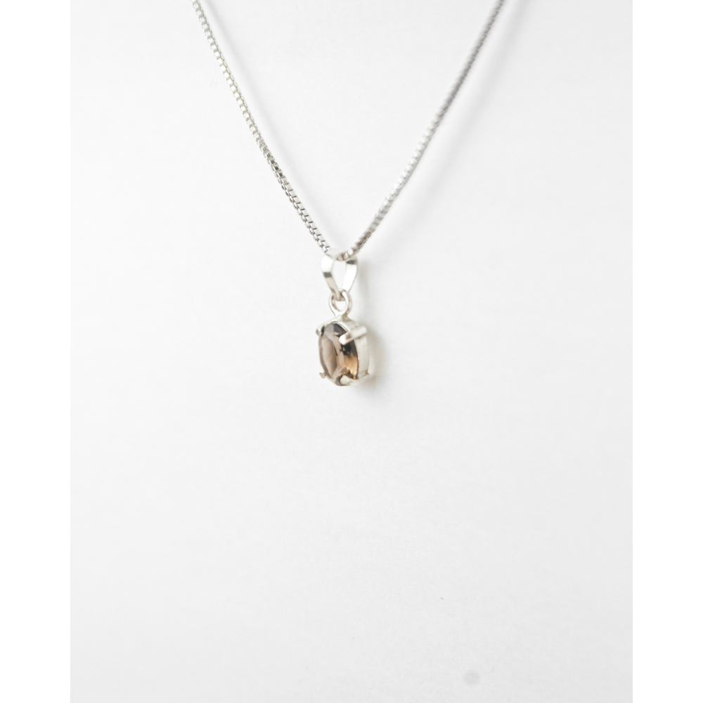 Pingente Quartzo Fumê Natural Lapidado Prata 950