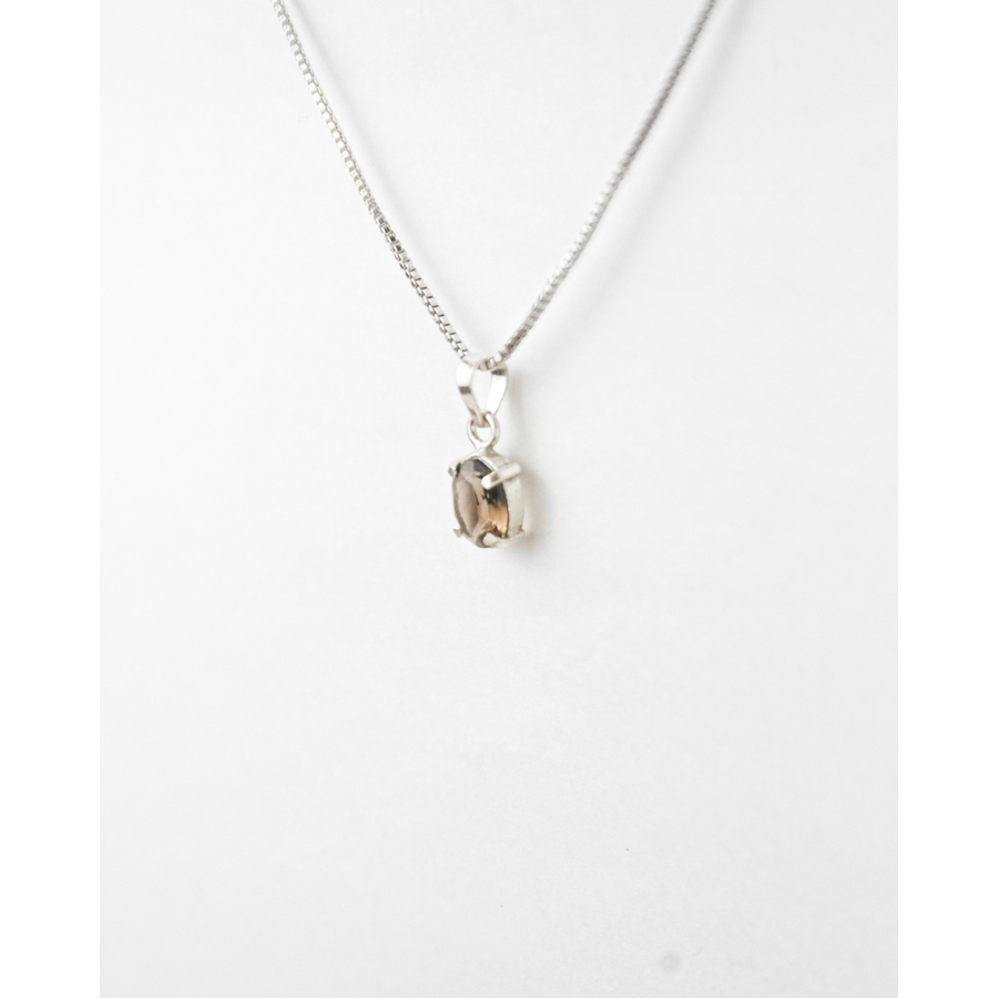 Pingente Quartzo Fumê Natural Lapidado Prata 950