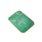 Bandeja Retangular Quartzo Verde Borda Banho Ouro 24k