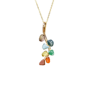 Pingente 7 Chakras Folha Banho Ouro 24k