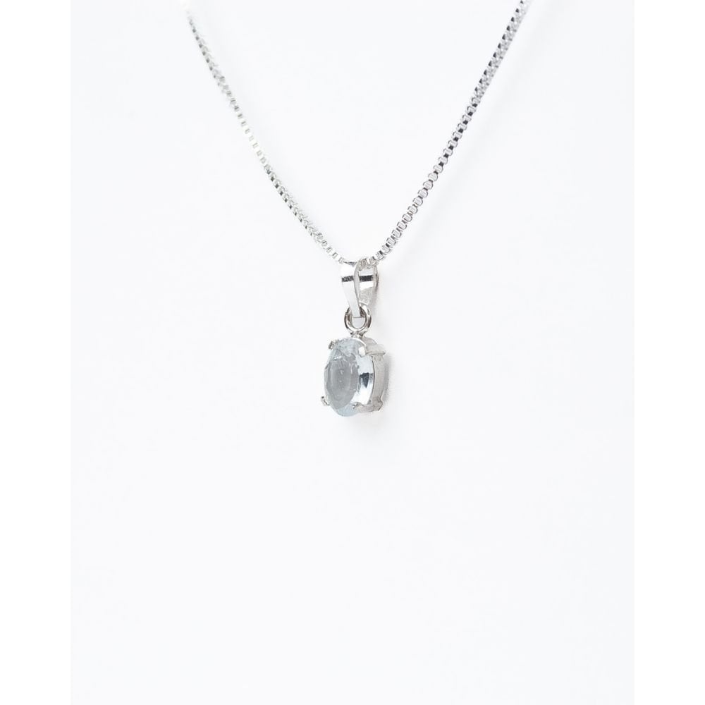 Pingente Topázio Azul Natural Lapidado Prata 950