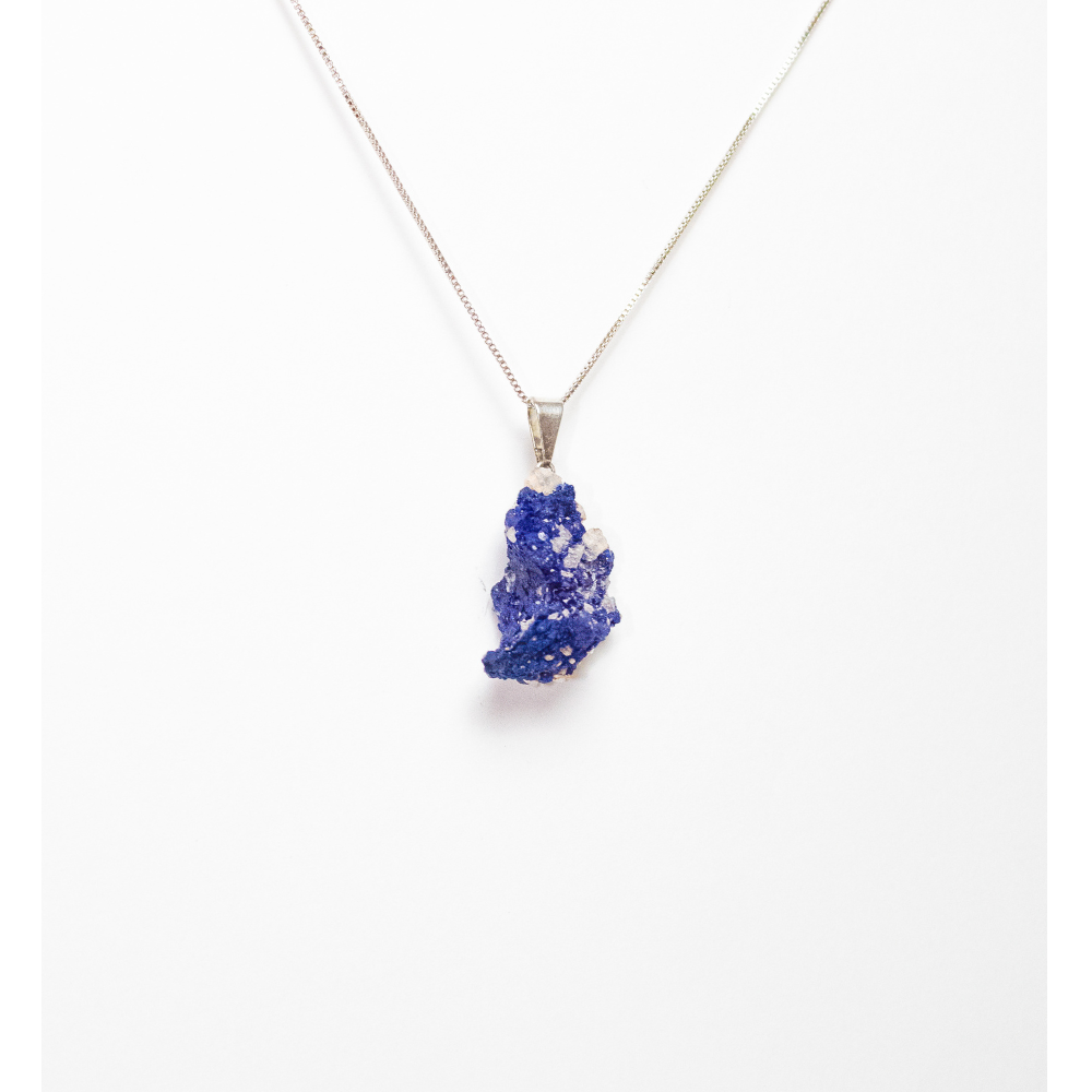 Pingente Pedra Azurita Natural 30 Quilate Em Prata 950