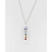 Pingente de Selenita + Pedras dos 7 Chakras com banho em prata 950