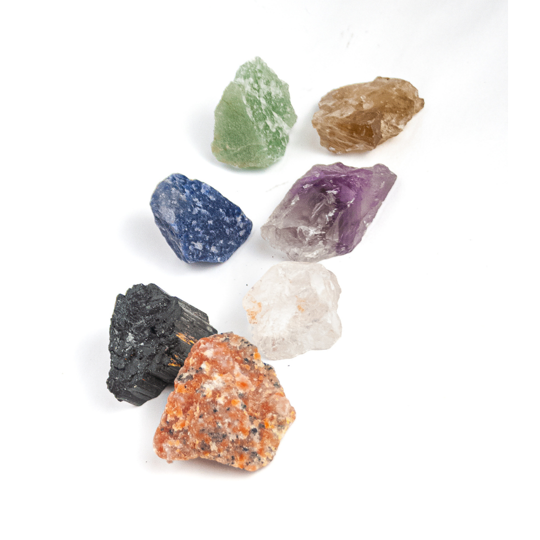 Kit Pedras Grandes dos 7 Chakras Brutas
