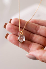 Colar Detalhes Cristal de Quartzo Banho Ouro 18k