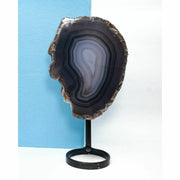 Chapa de Ágata Azul Natural na Base de Metal Preta 650 gramas