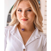 Choker Drusa Ametista Abraço Banho Ouro