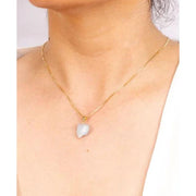 Pingente Água Marinha Bruta Banhado Ouro