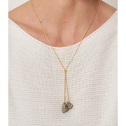 Colar Gravatinha Pedra Pirita Banho Ouro