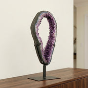 Argola Drusa de Ametista na Base Metal Preto 6,250 kg