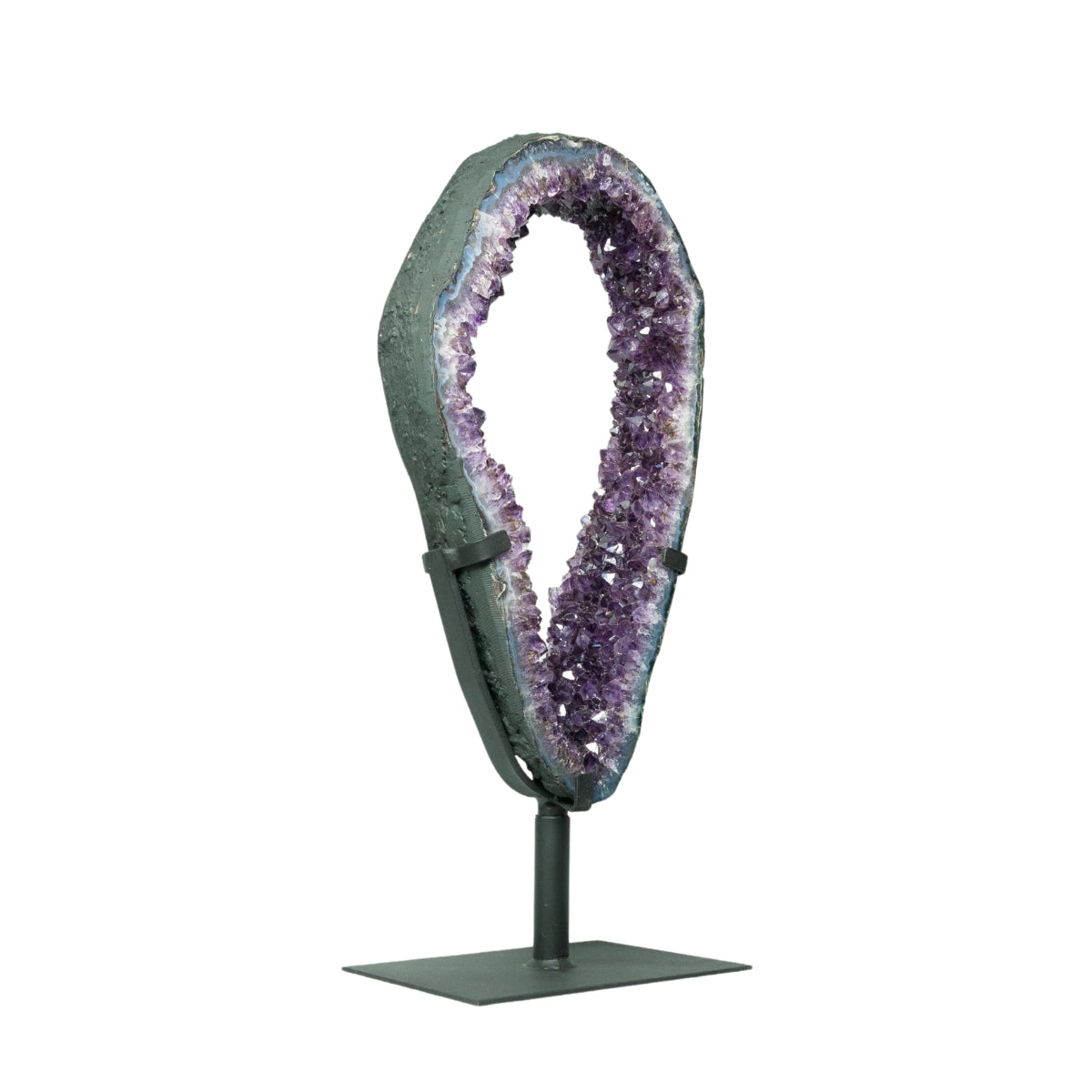 Argola Drusa de Ametista na Base Metal Preto 6,250 kg