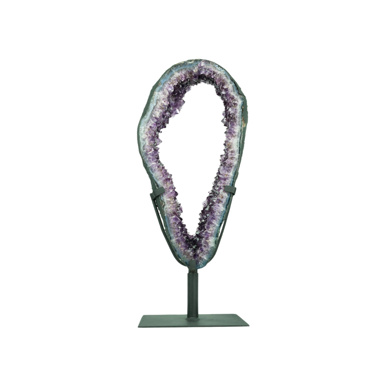 Argola Drusa de Ametista na Base Metal Preto 6,250 kg