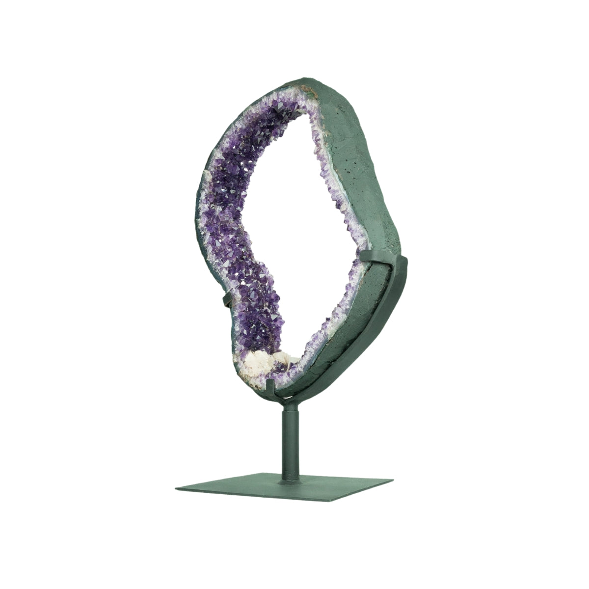 Argola Drusa de Ametista na Base Metal Preto 6,350 kg
