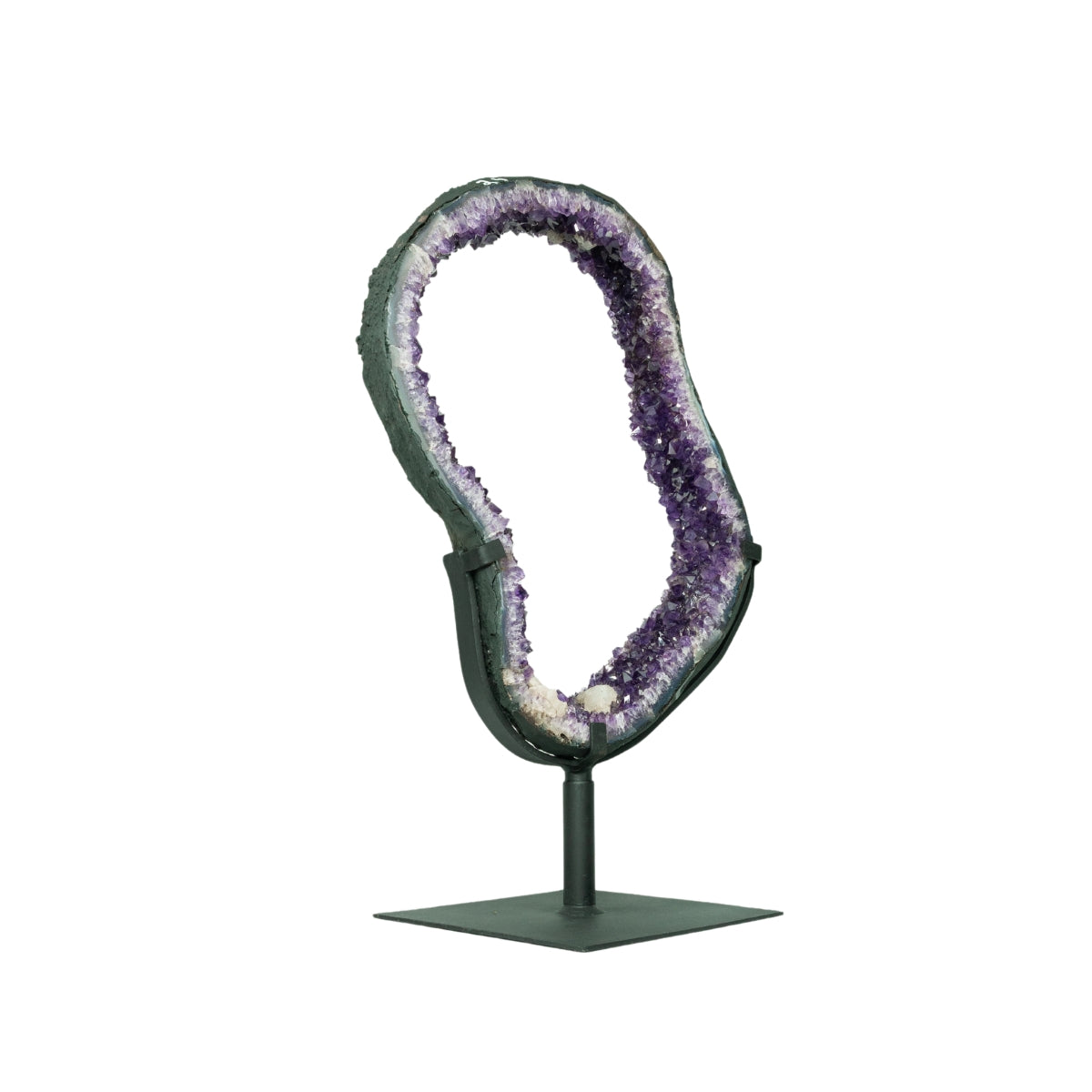 Argola Drusa de Ametista na Base Metal Preto 6,350 kg