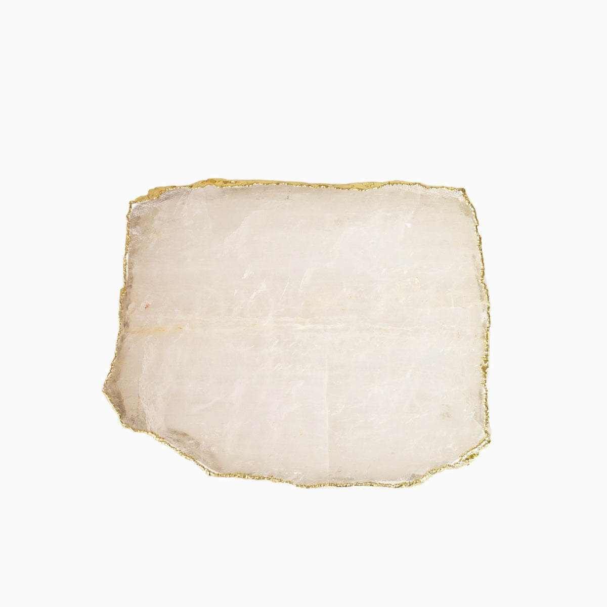 Bandeja Cristal de Quartzo Natural Cristalizado Banho Ouro